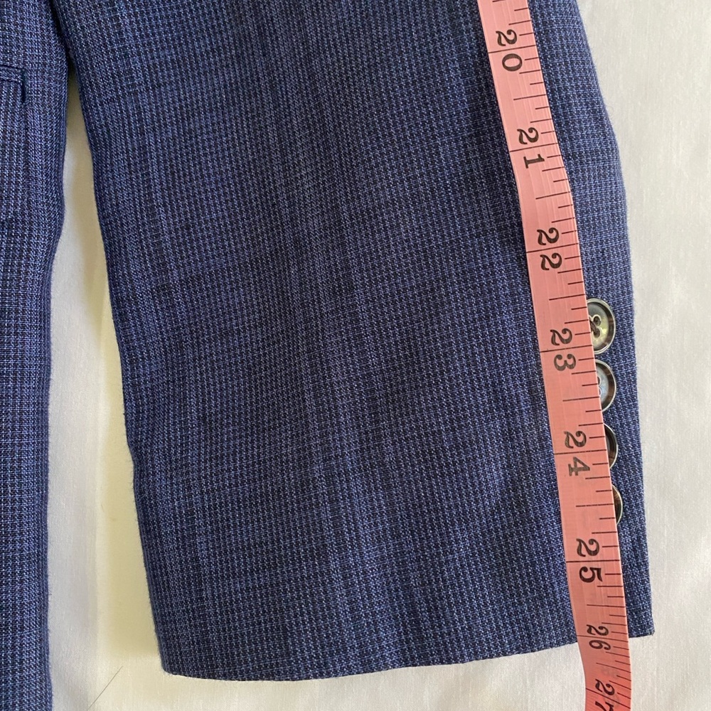Lauren Ralph Lauren Blue Glen Plaid 100% Linen Spring Summer Blazer 46R - Picture 7 of 9